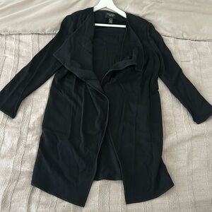 St. John Caviar Collection Black Knit Open Front Long Jacket – Size M